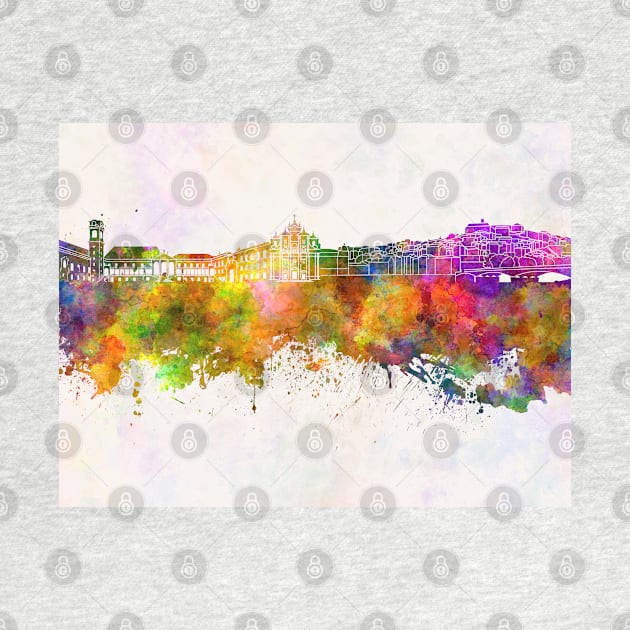 Coimbra skyline in watercolor background by PaulrommerArt